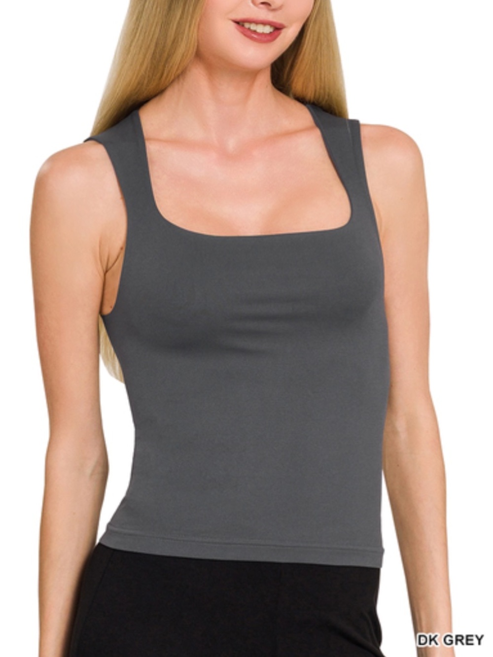 #1404 Seamless double layered square neck tank top